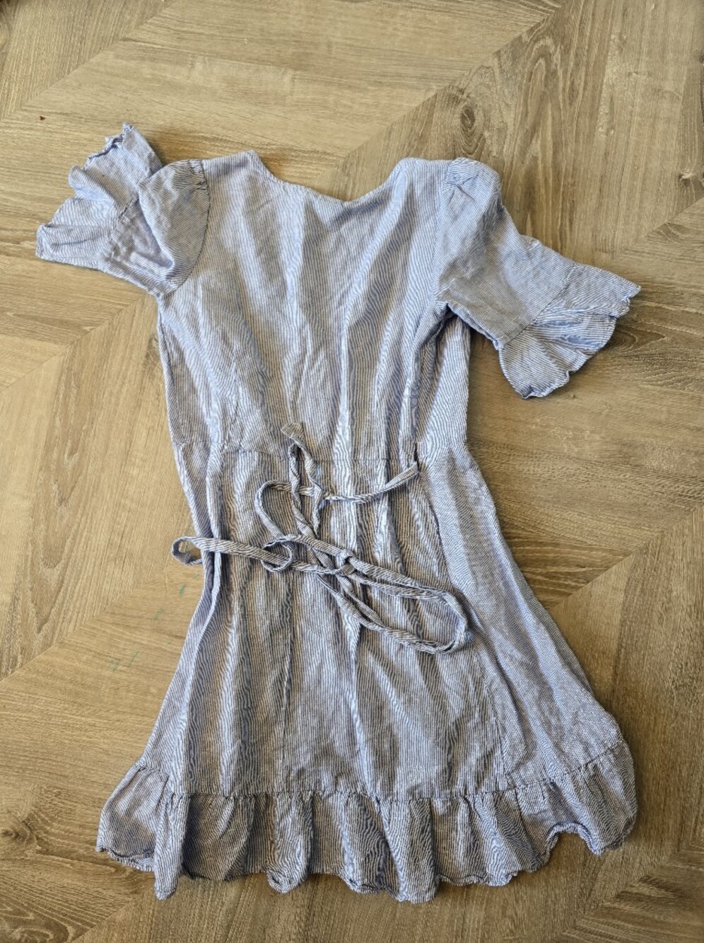 GAP Blue Striped Short-Sleeve Tie-Waist Dress